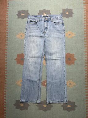 Aeropostale Benton Original Bootcut Jeans Mens Light Wash Vintage Wide Leg 34x32